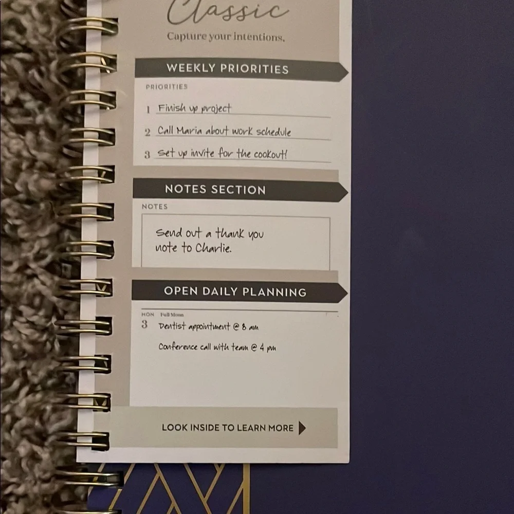 Navy and Gold Home Office Planner